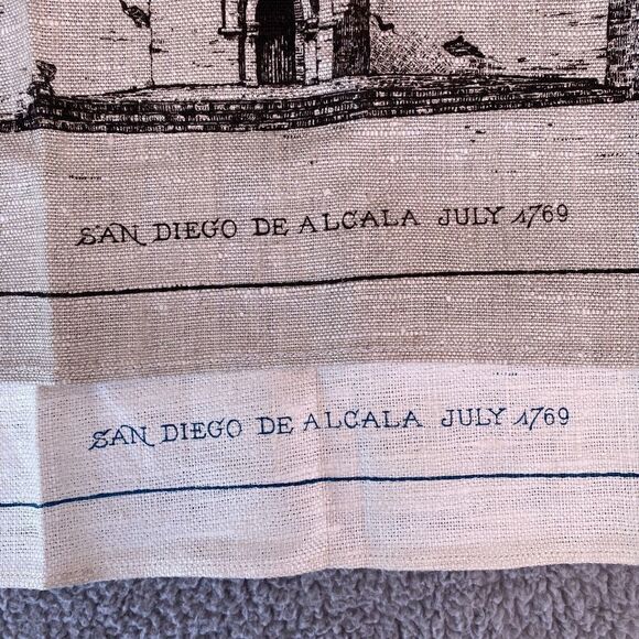 2 Vtg Kay Dee HandPrints California Missions 100% Pure Linen Kitchen Tea Towels - Picture 3 of 16